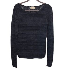 Hollister Blue‎ Sparkle Knit Sweater Women's Medium Long Sleeve Lace Back